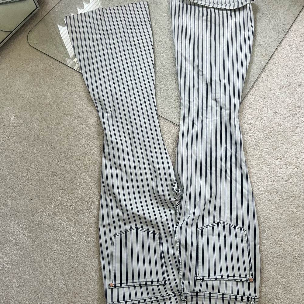 Judy Blue Black and White Striped Flare Pants